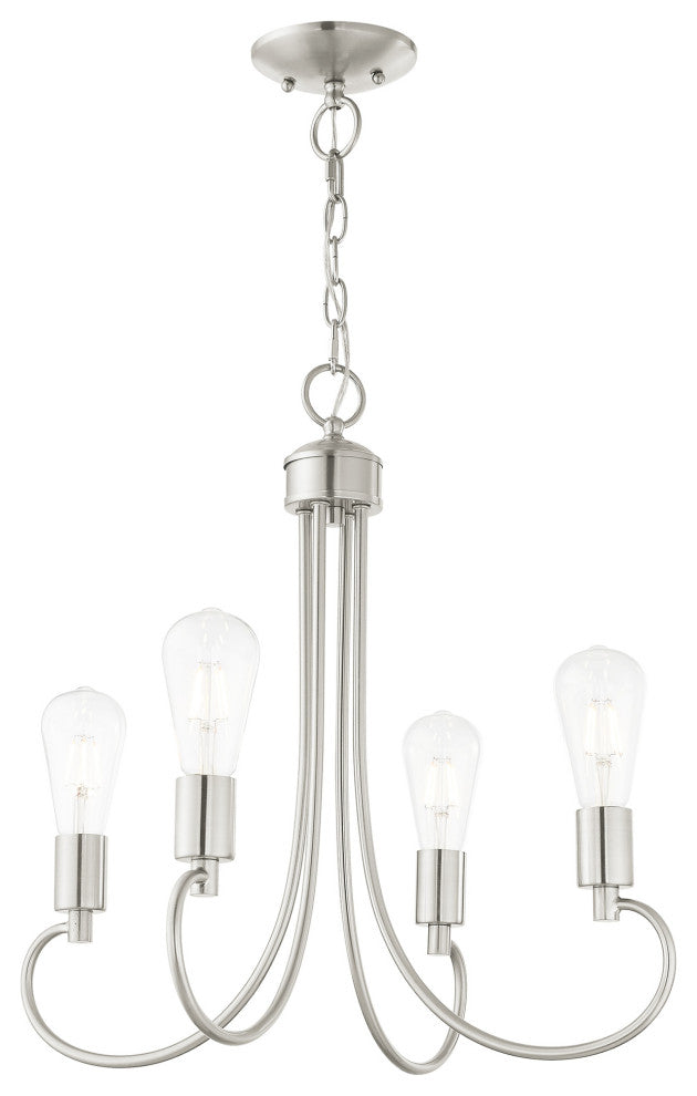 Livex Lighting Bari 4 Light Brushed Nickel Small Chandelier