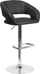 Estella Rounded Mid-Back Swivel Black Vinyl Adjustable Barstool