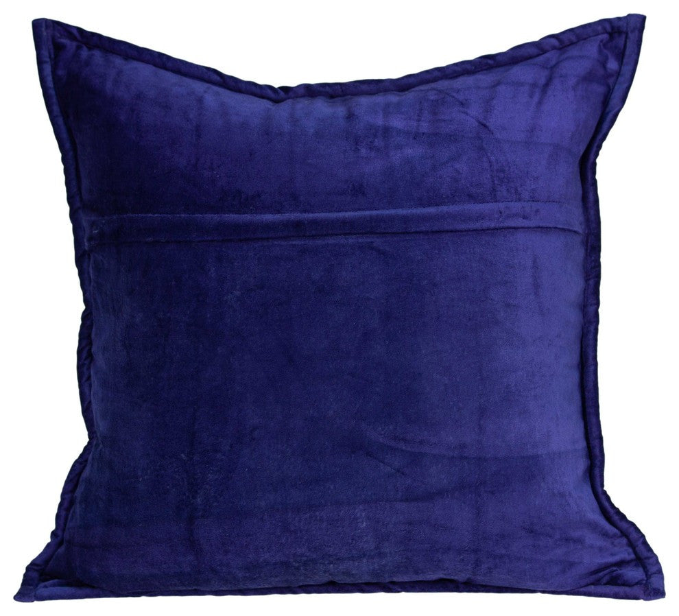 20" X 7" X 20" Transitional Royal Blue Quilted Pillow Cover With Poly Insert