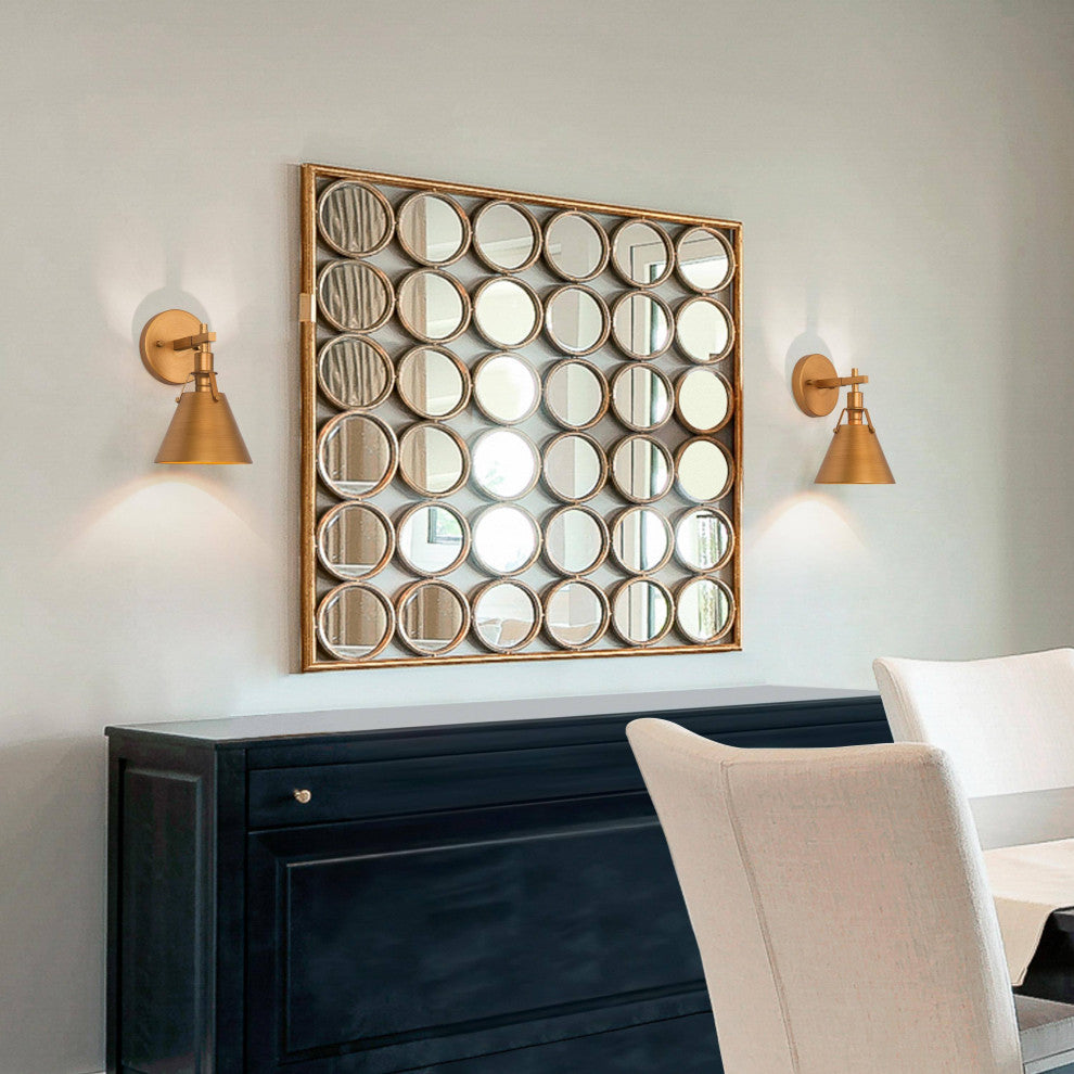 LNC Modern 1-Light Dimmable Metal Armed Wall Sconce, 6"W, Gold