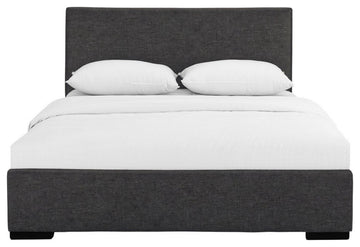 Grey Upholstered Queen Platform Bed