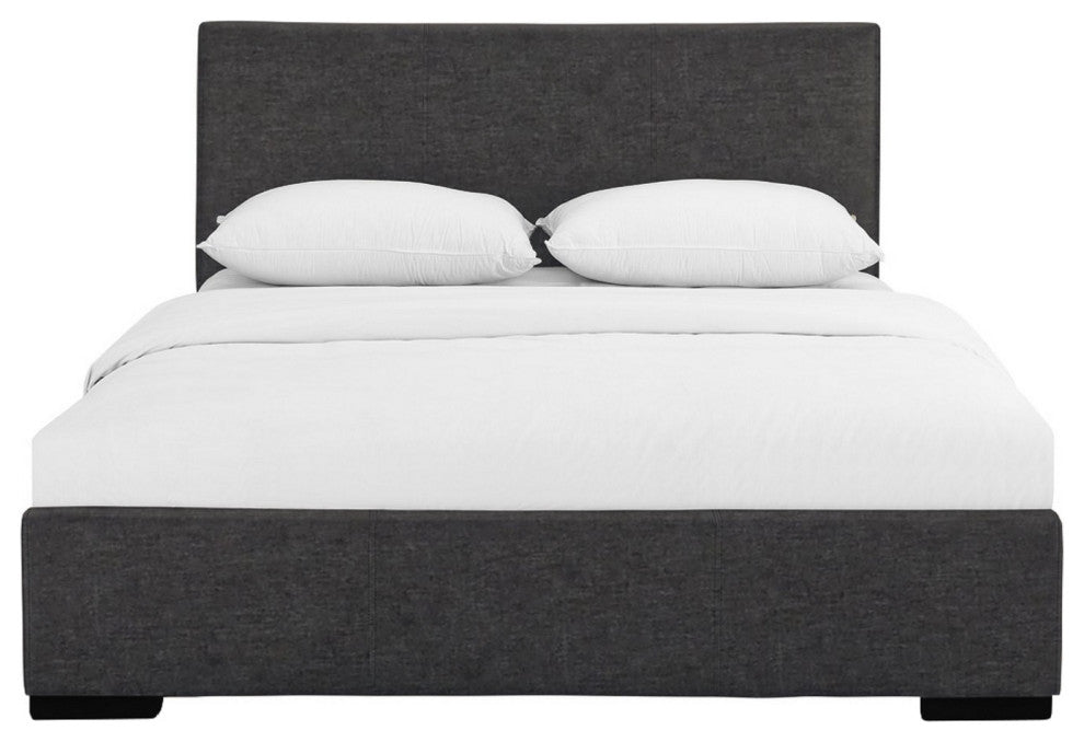 Grey Upholstered Queen Platform Bed