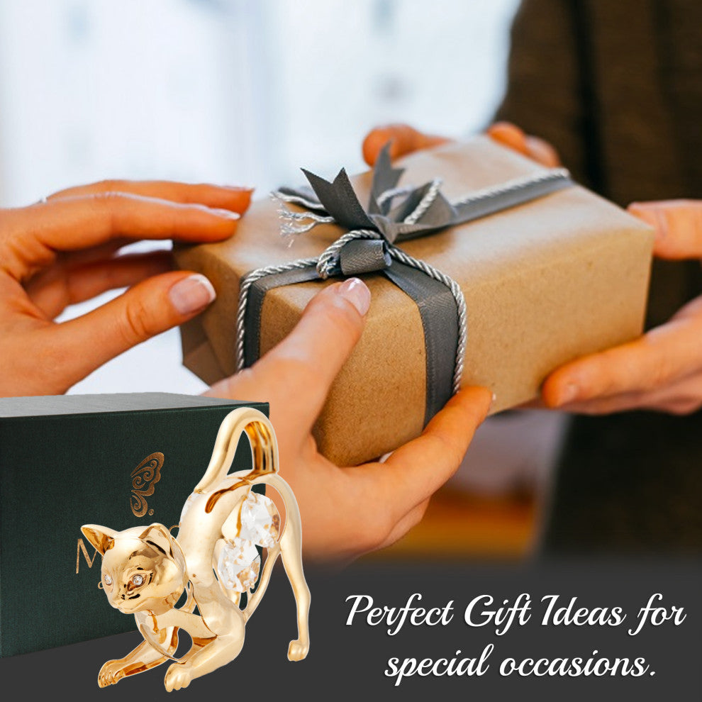 Matashi 24K Gold Plated Cat on Prowl Ornament
