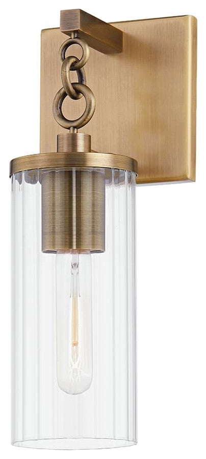 Yucca 1 Light Small Exterior Wall Scone, Patina Brass