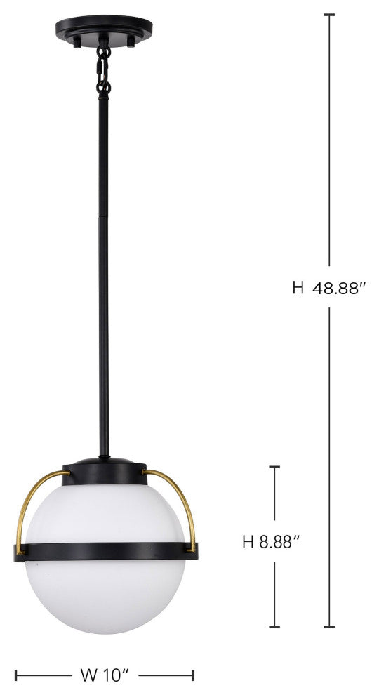 Lakeshore 1 Light Small Pendant, White Opal Glass