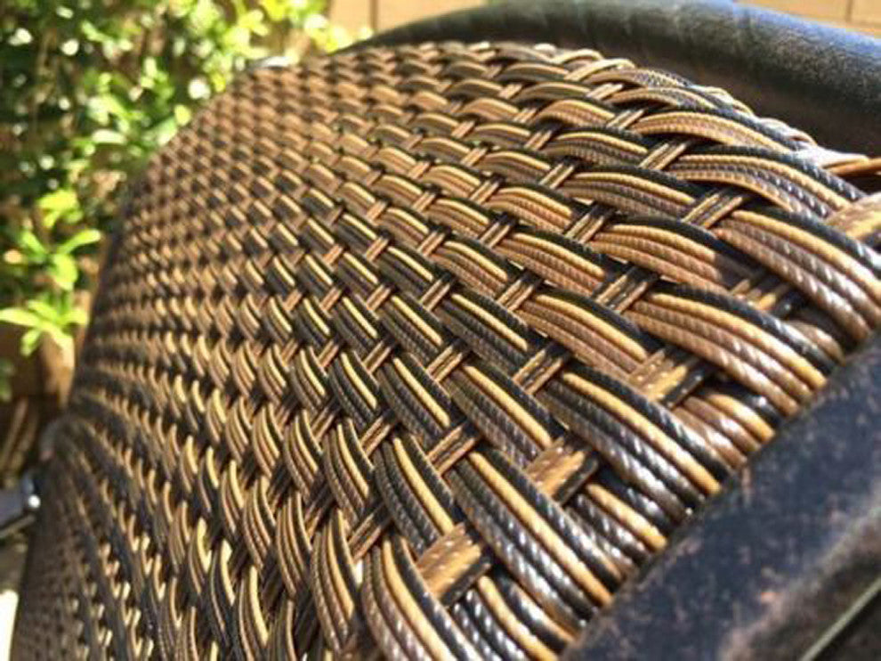 Propane Fire Pit Dining Table Set Cast Aluminum Wicker Furniture, 7 Piece, Patio