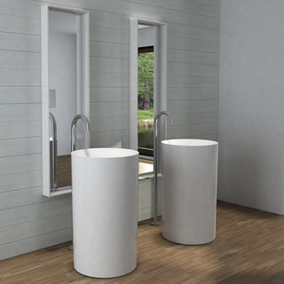 ADM Circular Freestanding Pedestal Sink, White, 20", Glossy White