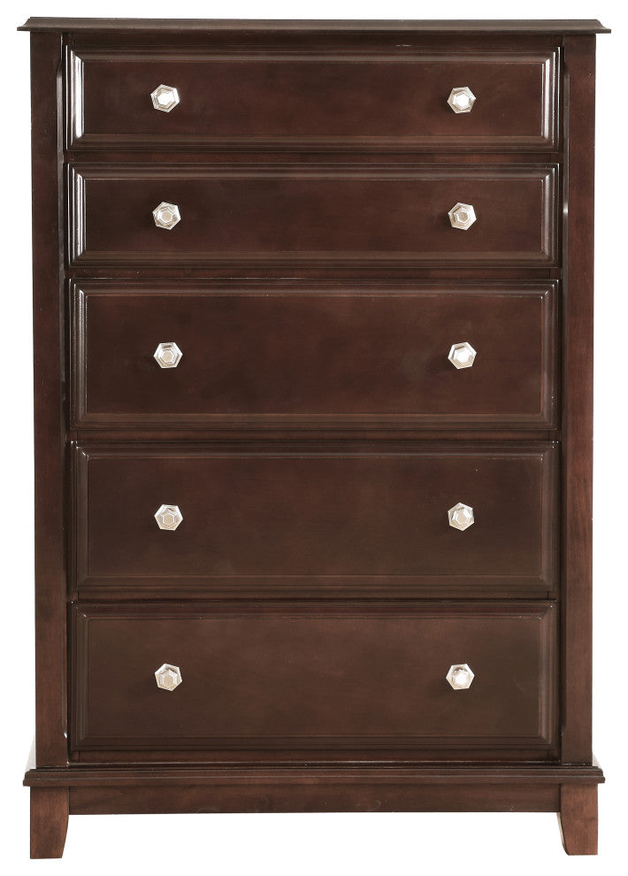 Clark 5-drawer Wood Chest Dresser, Cappuccino