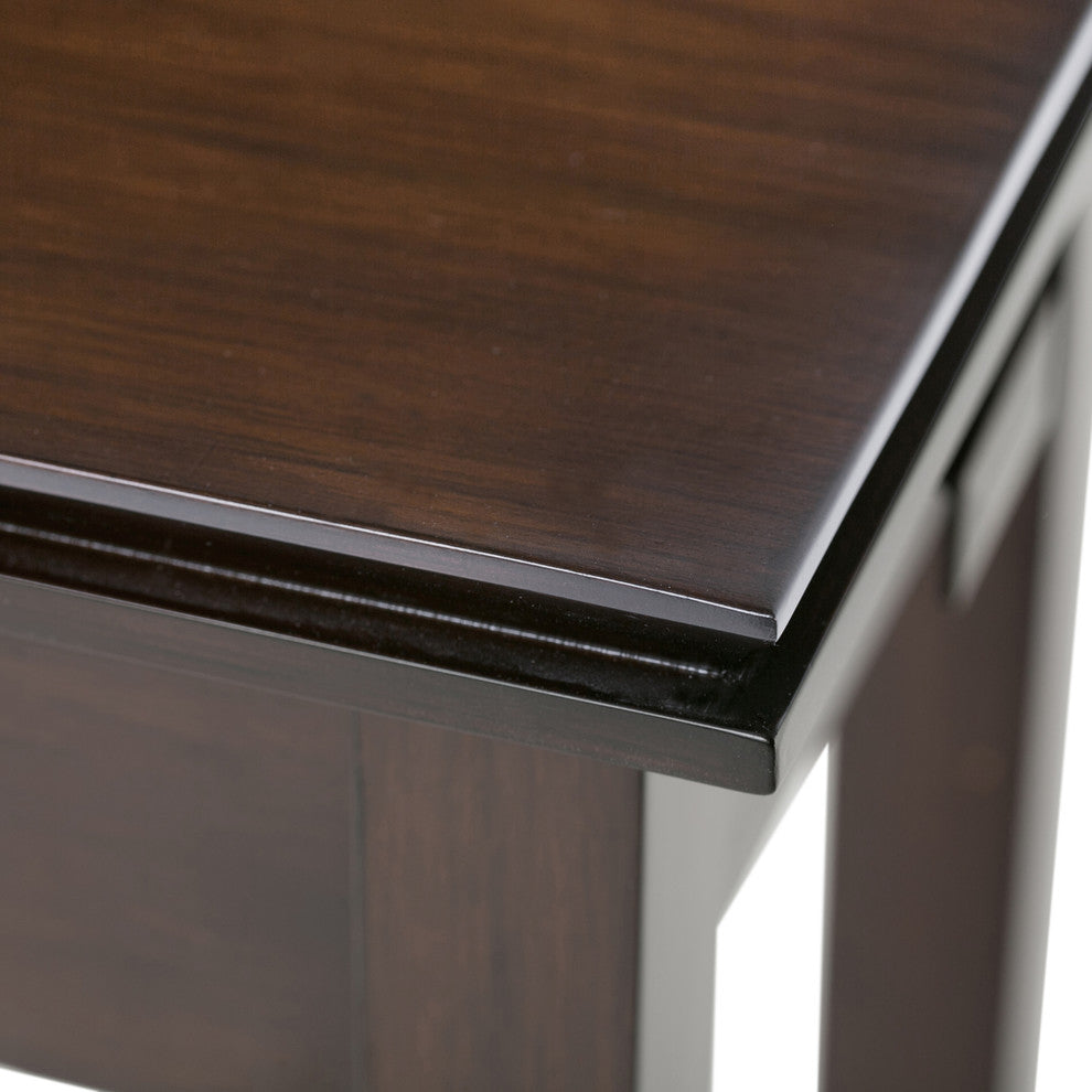 Artisan Solid Wood 14 Inch Wide Rectangle Narrow End Side Table In Russet Brown