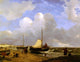 Andreas Schelfhout Moored on the Beach, 21"x28" Wall Decal Print
