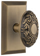 Double Studio Plate With Victorian Knob, Antique Brass
