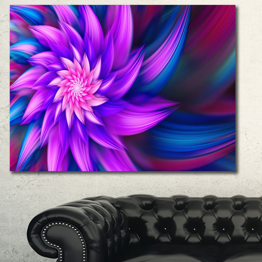 Huge Purple Fractal Flower, Floral Canvas Art Print, 40"x30"