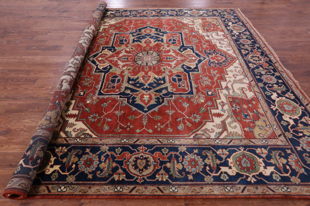 10' Square Heriz Serapi Hand Knotted Wool Rug - Q16002