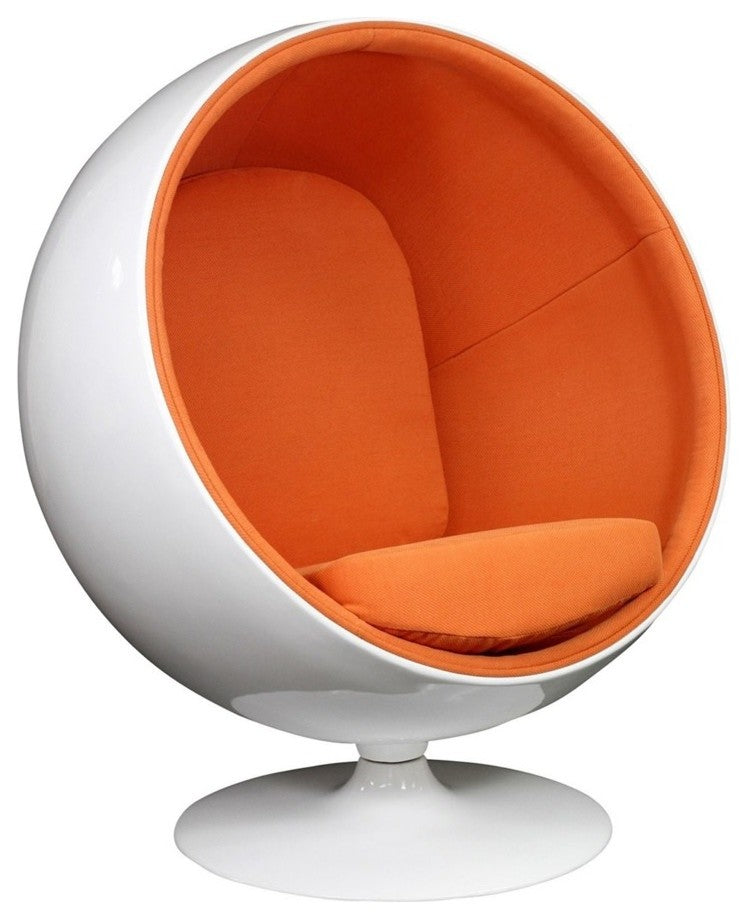Modern Orange Kaddur Fiberglass Lounge Chair