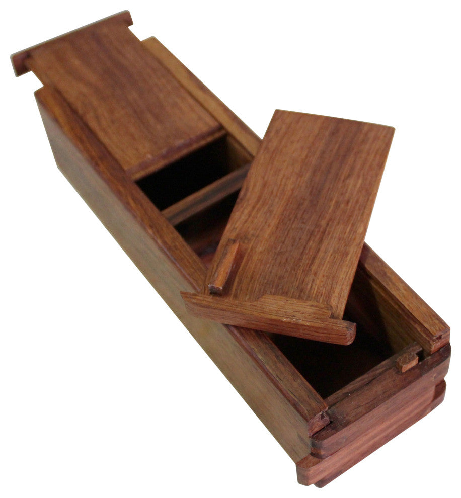 Chinese Huali Rosewood 2 Drawers Narrow Rectangular Storage Box Accent Hws412