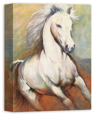 White Horse Running Wild 12x16 Canvas Wall Art