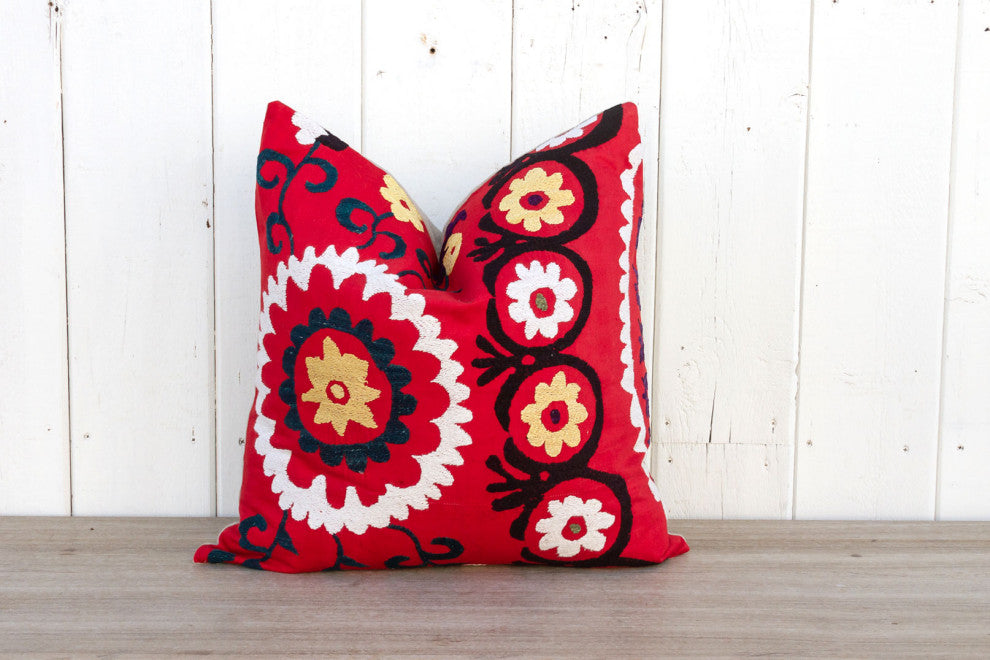 Summer Vintage Floral Suzani Pillow