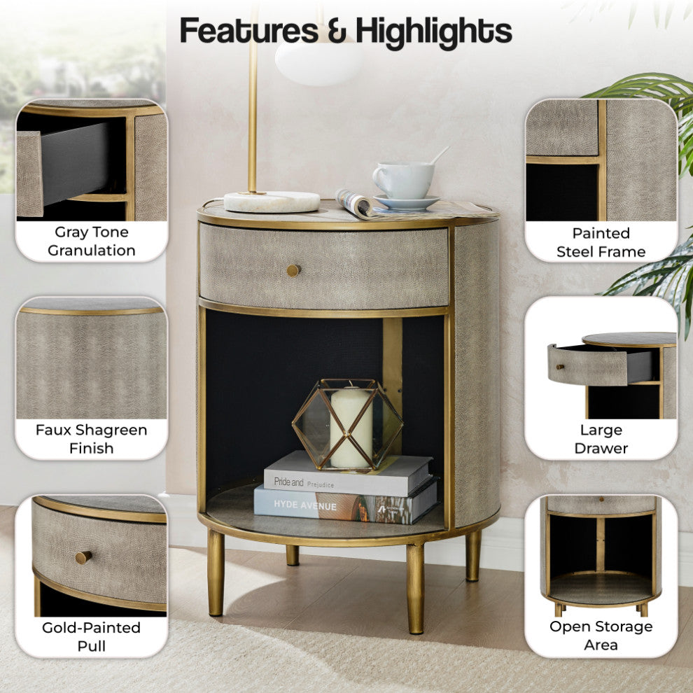 Loretta Faux Shagreen Side/ End Table