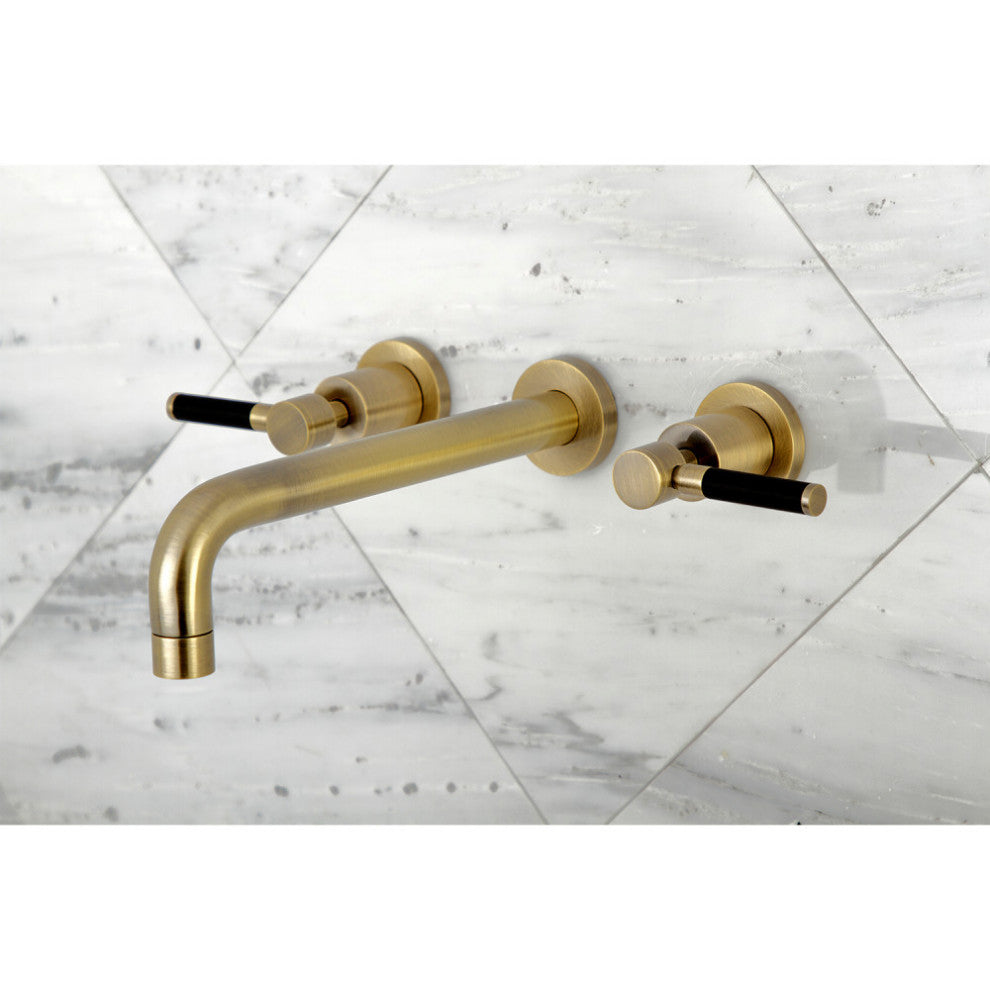Two-Handle Wall Mount Tub Faucet, Antique Brass