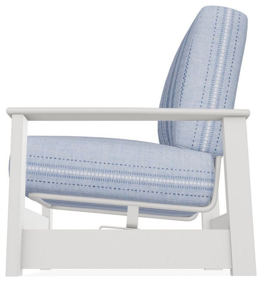 Leeward Deep Seat Outdoor Armchair with Hidden Motion, Copeland Chambray/Snow