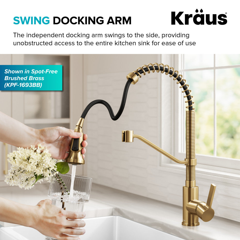 KRAUS Britt Commercial Style 2-Function 1-Handle Pull Down Kitchen Faucet MB