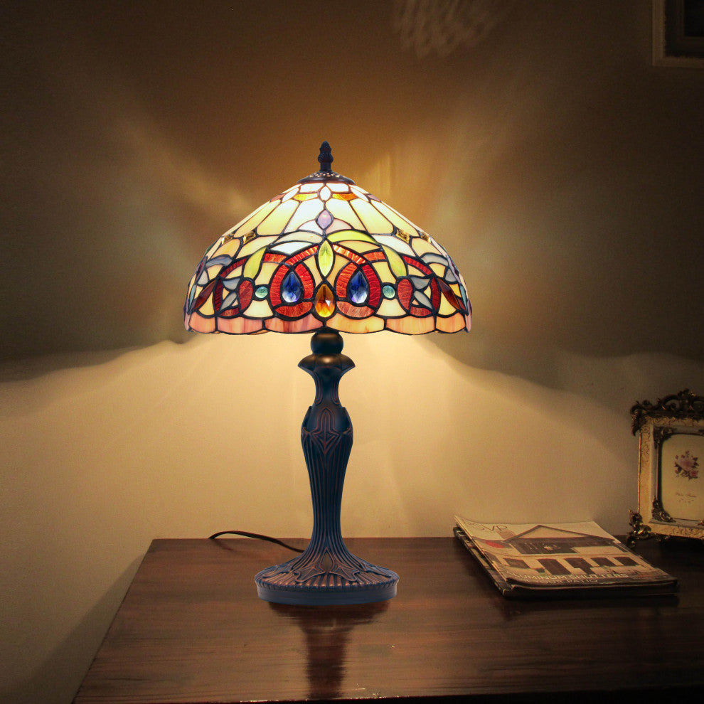 Serenity Tiffany-Style Dark Bronze 1 Light Table Lamp 12" Shade
