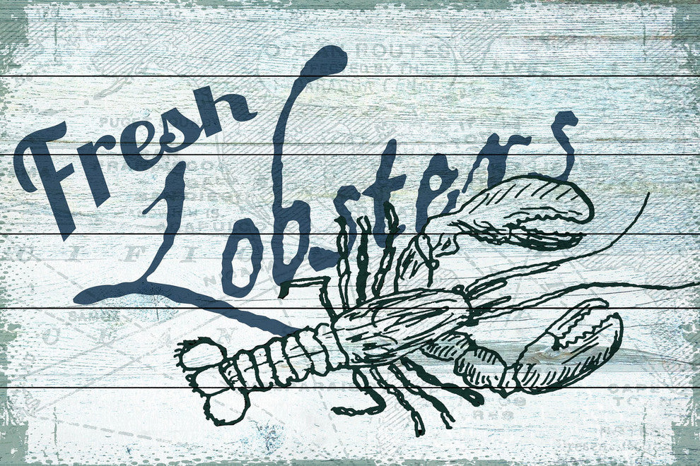"Fresh Lobster" Painting Print on White Wood