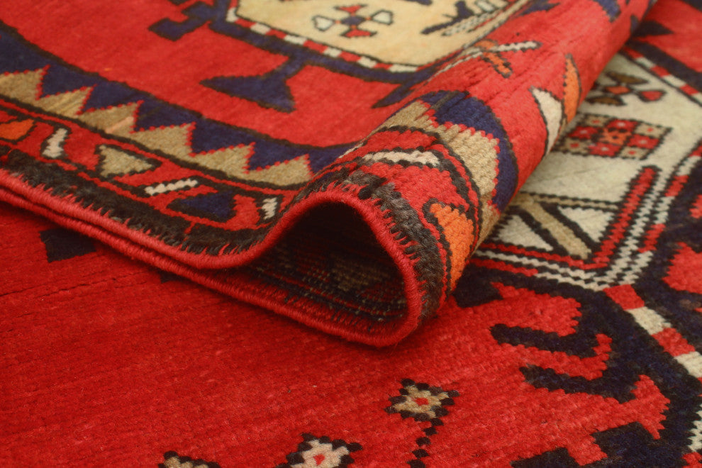 Fine Vintage Distressed Faris Rust/Navy Runner, 3'5x9'9