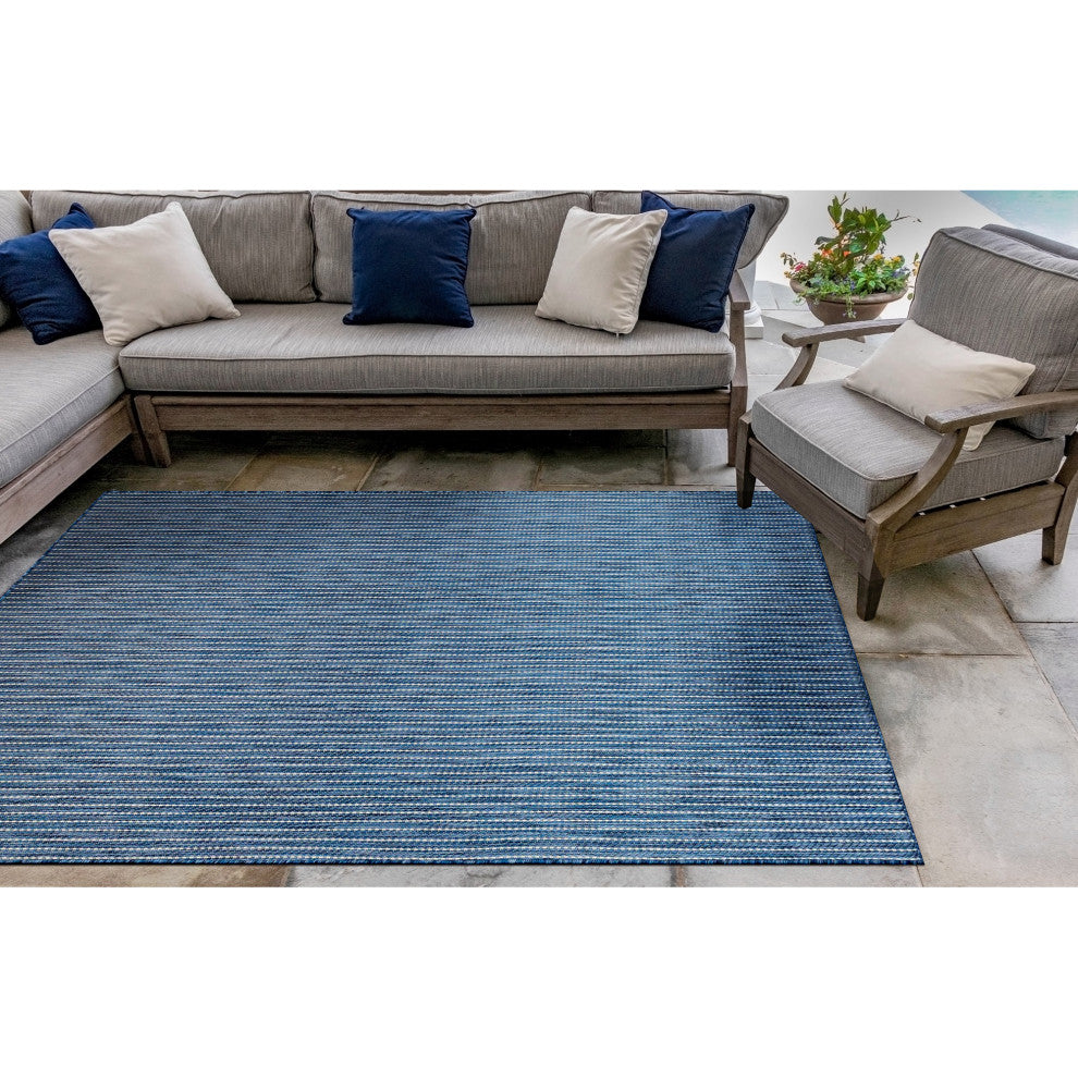 Carmel Texture Stripe Indoor/Outdoor Rug, Navy, 3'3"x4'11"