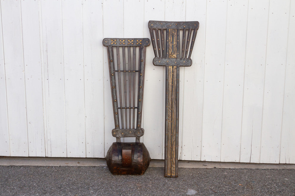 Wood and Metal Tribal Wheel Chair