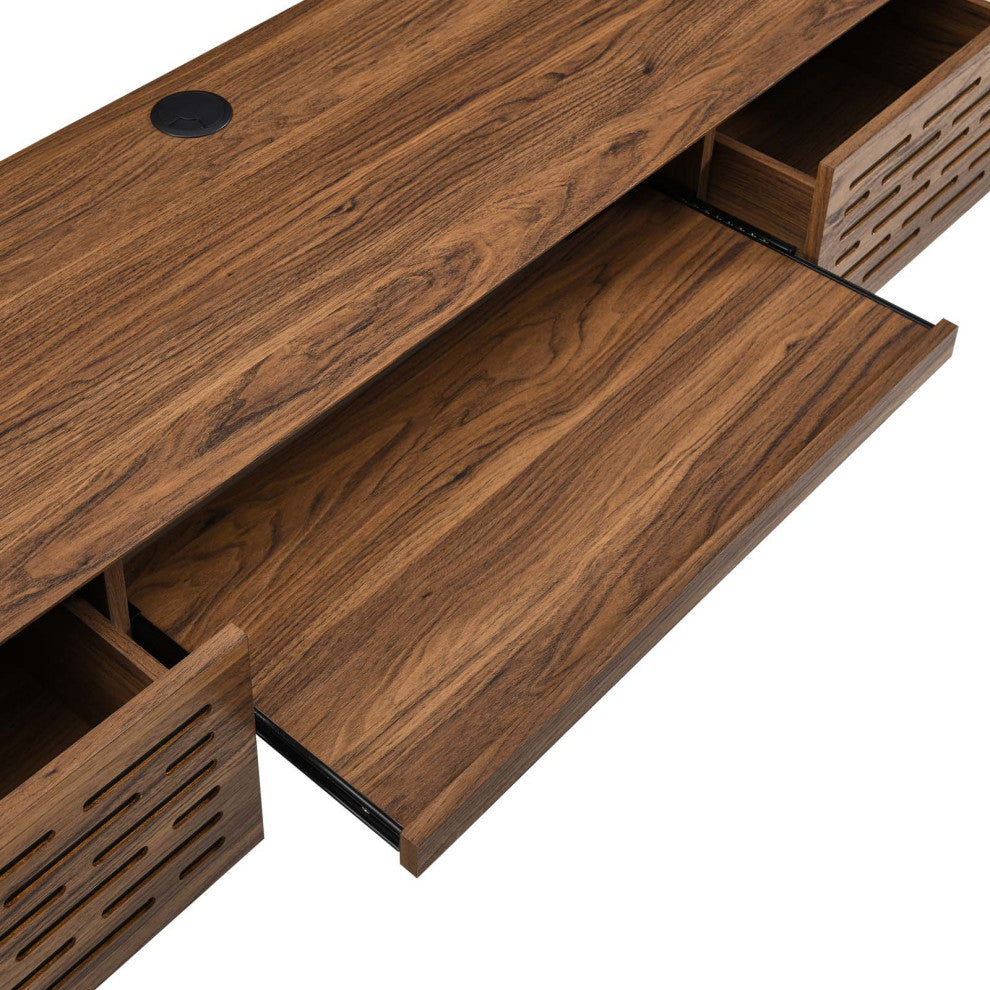 Merit 60" Wall Mount Wood Office Desk, Walnut