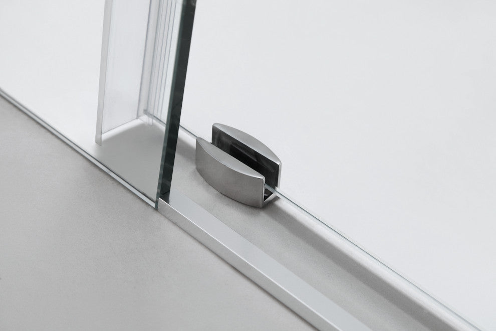 56"“60"Wx76" Frameless Sliding Shower Door With Clear Glass, Chrome