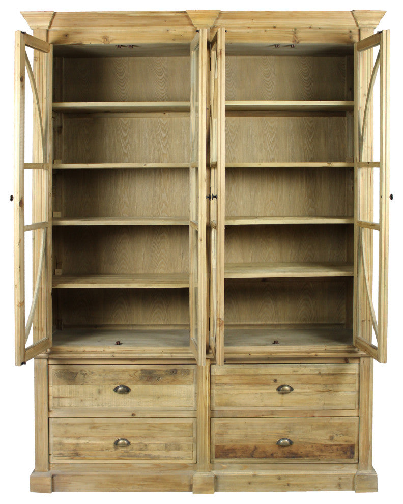 Manhattan Beach 4 Drawer 4 Door Bookcase, Natural