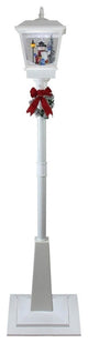 70.75" White Lighted Musical Snowman Vertical Snowing Christmas Street Lamp