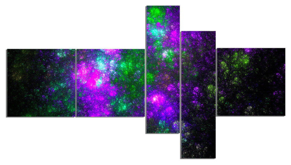 Explosion Supernova Fractal Art, Abstract Canvas Art Print, 60"x32", 5 panels