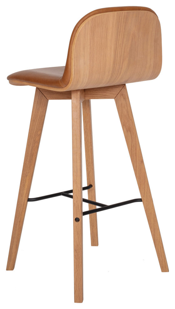 Scandinavian Napoli Leather Barstool Tan - Brown