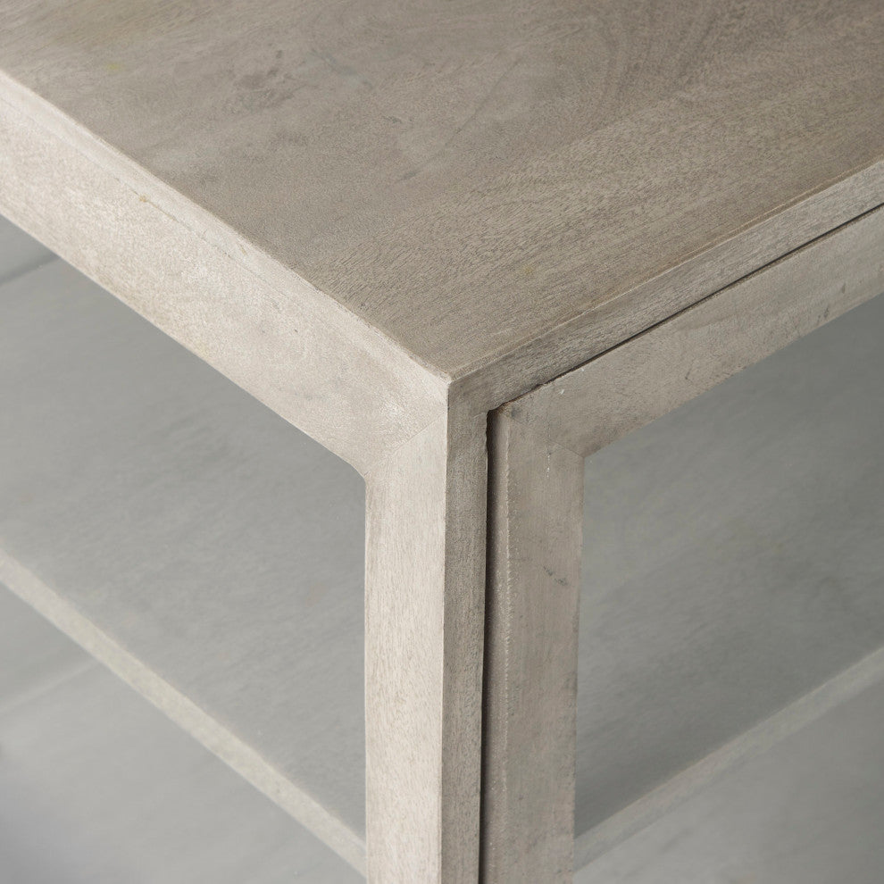 Arelius Light Brown Solid Wood with Black Metal Base Accent Cabinet