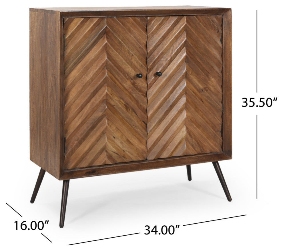 Burlington Mid-Century Modern Handcrafted Mango Wood Sideboard