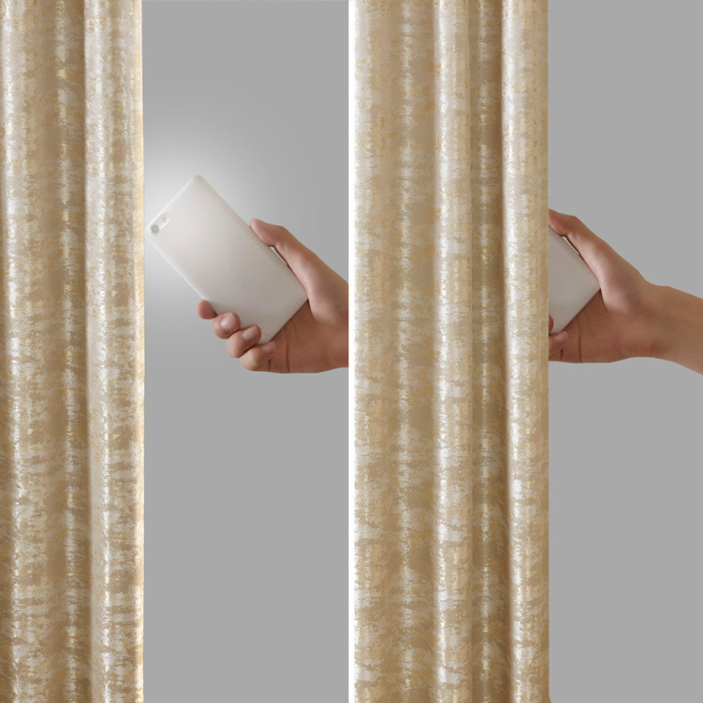 SunSmart Cassius Marble Total Blackout Window Curtain, Gold, Gold, Panel - 95"