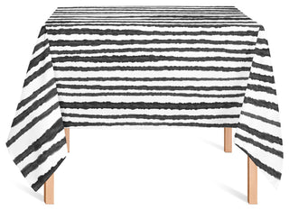 Rough Watercolor Stripes Black 58x58 Tablecloth