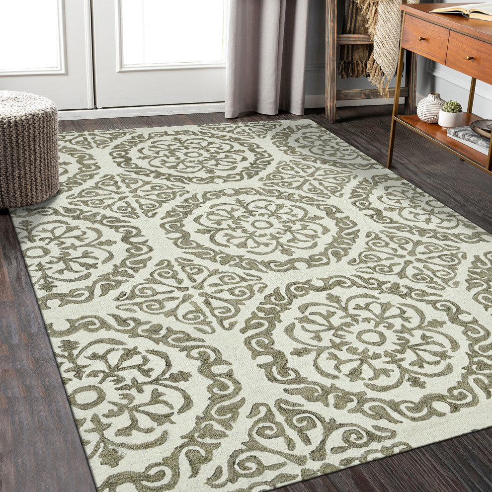 Boscage Rothwell Area Rug, Ivory, 8' x 11', Geometric