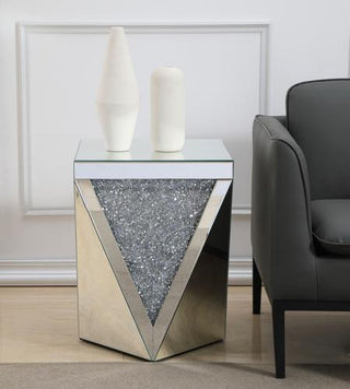 Elegant Modern 18.5" Crystal End Table Silver Royal Cut Crystal