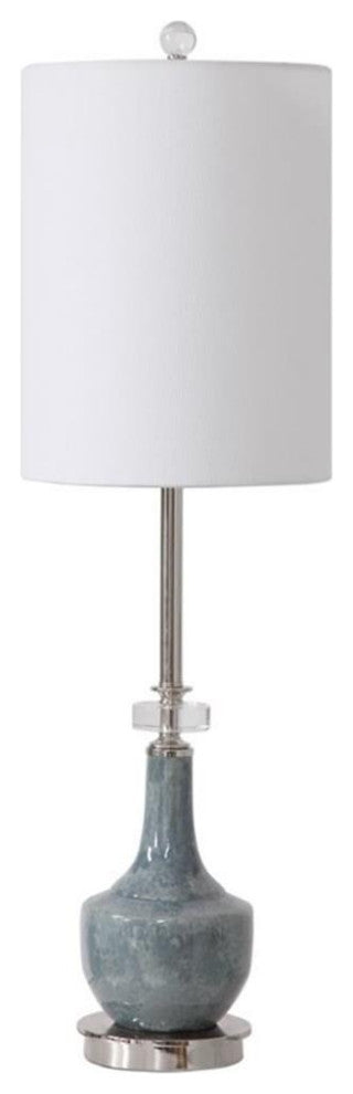 Maklaine Contemporary Ceramic Buffet Lamp in Mottled Blue