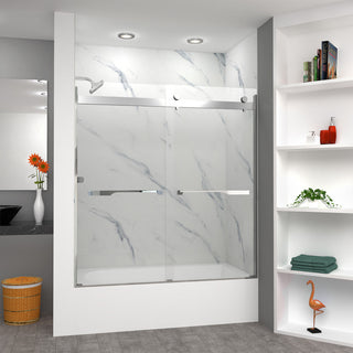 Transolid Brianna 60" W x 62" H Frameless Sliding Shower Door, Polished Chrome
