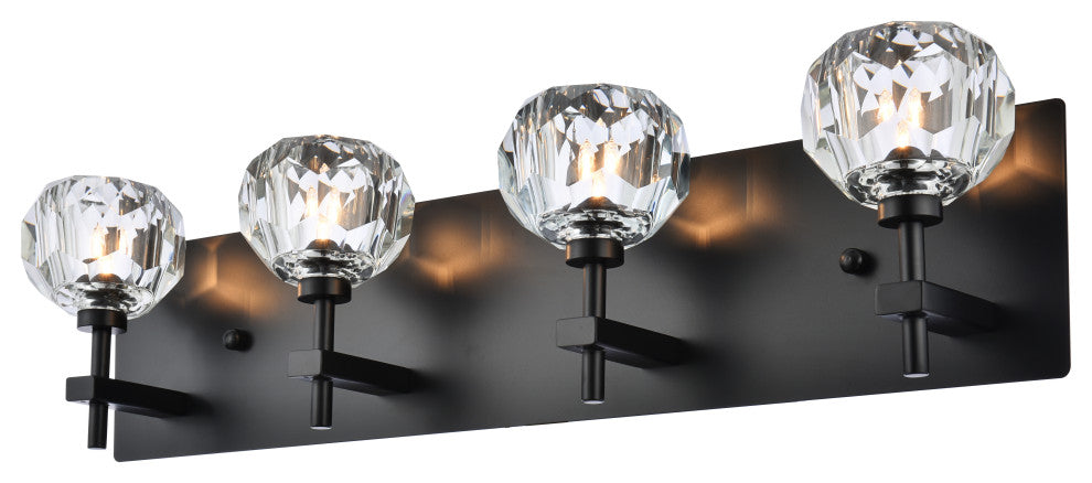 4 Light Wall Sconce, Black