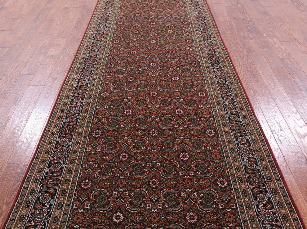 Persian Hill Herati Hand Knotted Wool Rug 4' 9" X 17' 11" - Q13162