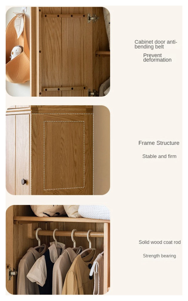 Oak Solid Wood Kids Wardrobe