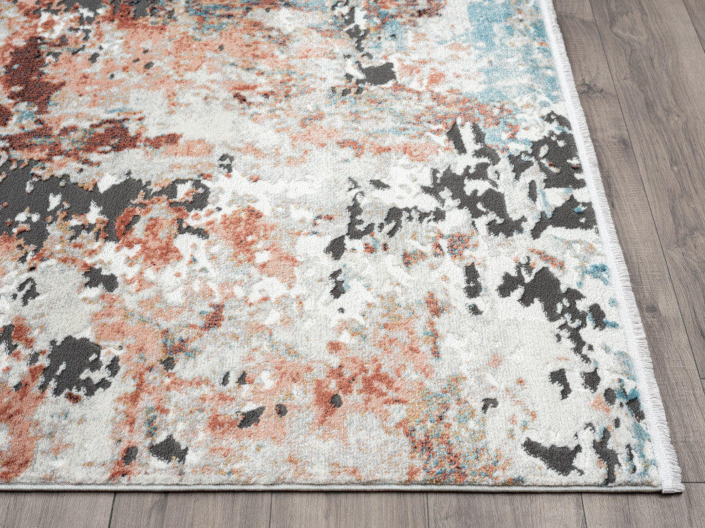 Abani Rugs Azure Azr220a Contemporary Distressed Rust Orange Area Rug