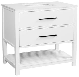 Hudson 36" Vanity, White, Engineered Marble