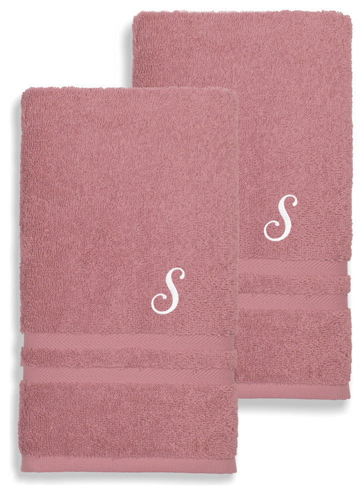 Denzi Hand Towels With Monogrammed Letter, Set of 2, S